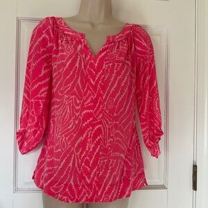 Lily Pulitzer pink and white 3/4 sleeve blouse size XS